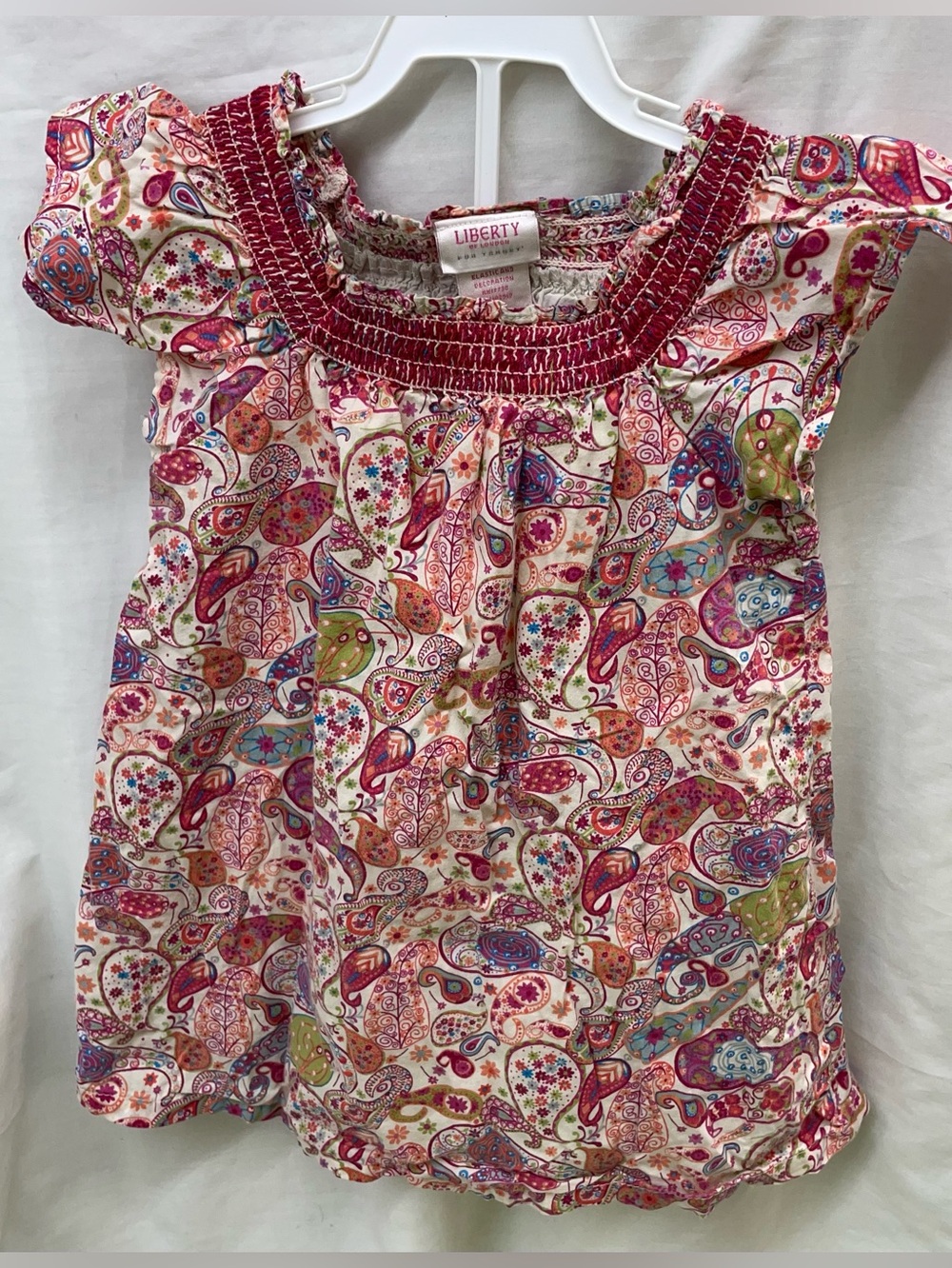liberty of London Multicolor Pink Paisley Smocked Neck dress & bottom sz 18mos